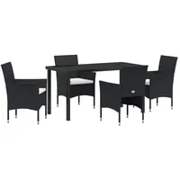 VidaXL 5-teilige Garten-Essgruppe Schwarz Poly-Rattan