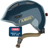 ABUS Smiley 3.0 ACE LED - Fahrradhelm mit Licht - tiefe Passform & Platz für einen Zopf - für Mädchen und Jungs - Blau Modell 2024