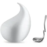 Alessi Nunziatella ESI23 SET - Designbehälter und Perforierte Pfanne für Mozzarella aus Thermoplastischem Harz, Weiß