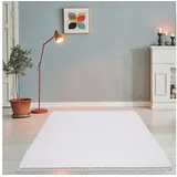 THEKO Teppich Happy Cotton Fleckerl, handgewebt, rechteckig, Höhe: 5 mm, Flachgewebe, reine Baumwolle, meliert, mit Fransen, auch als Läufer weiß 70 cm x 140 cm x 5 mm