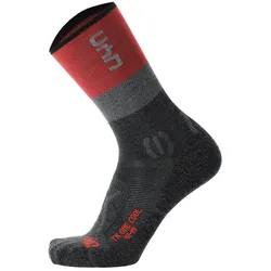 UYN Damen Trekking Socken - Trekking One Cool Socks, Wandersocken, Logo Grau/Rot 39-40
