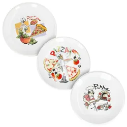 3tlg Set kleine Pizzateller Porzellan Ø20,5cm verschiedene Motive Essteller