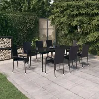 VidaXL 9-tlg. Garten-Essgruppe Schwarz