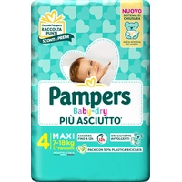 Pampers Baby-Dry 4 7-18 Kg. 17 Stück Windeln Maxi Hergestellt IN Italy