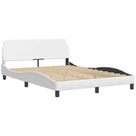 vidaXL Bettgestell mit LED Weiß 140x200 cm Kunstleder
