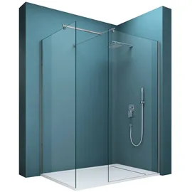 mai & mai Duschwand Für Dusche Duschabtrennung 120x90cm mit 2 festen Seitenelementen 8mm Esg-sicherheitsglas Walk-in Dusche Klarglas Nano-versiegelung Bremen01k-t - Transparent