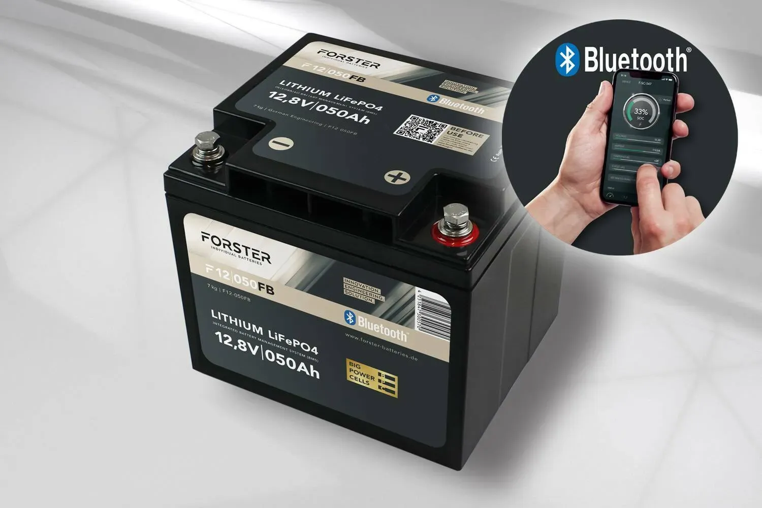 FORSTER 50Ah 12,8V Lithium Fishing Batterie | BMS | Smart Bluetooh | IP67