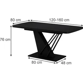 Vicco Fenaro 120 x 77,4 x 80 cm schwarz