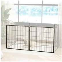 PawHut Welpenlaufstall, 2-teilig 80cm hoch Welpenauslauf mit 2 Gitterplatten Stahl Hundelaufstall Freilaufgehege für kleine, mittlere Hunde, für drinnen und draußen, Grau