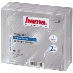 Hama Behälter CD-Aufbewahrung - Kapazität: 2 CD - durchsichtig (Packung mit 5)