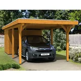 SKANHOLZ Spessart Einzelcarport mit Abstellraum 3,55 x 8,46 m beige