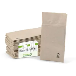 greenbox - Besteck-Servietten aus recyceltem Papier 10 x 19,5 cm, 2-lagig, ungebleicht, 1000 St.