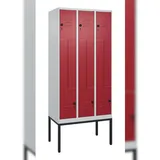 C+P Z-Spind Classic PLUS, Gestell, 6 Abteile, HxBxT 212x90x50cm, Sicherheitsdrehriegel, Hellgrau/Rubinrot von PROREGAL
