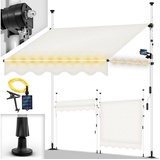 tillvex Klemmmarkise tillvex Balkonmarkise Markise Klemmmarkise Sonnenmarkise Handkurbel beige|braun 120 cm x 250 cm x 200 cm