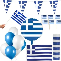 Griechenland Party Deko Set 74 tlg. Partyset Partydeko blau weiß