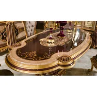 JV Möbel Elegantes Beiges 7-tlg. Esszimmer Set aus Holz mit Glasdetails
