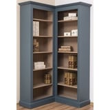 Casa Padrino Eckschrank Landhausstil Eckschrank Blau / Beige 102 x 102 x H. 210 cm - Massivholz Bücherschrank - Landhausstil Wohnzimmer Möbel