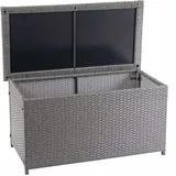 Mendler Poly-Rattan Kissenbox HWC-D88, Gartentruhe Auflagenbox Truhe ~ Basic grau, 51x100x50cm 170l