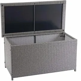 Mendler Poly-Rattan Kissenbox HWC-D88, Gartentruhe Auflagenbox Truhe ~ Basic grau, 51x100x50cm 170l