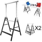 Jiubiaz 2x Gerüstbock Höhenverstellbar 80-130 Cm, Klappbarer Arbeitsbock Aus Stahl, Montagebock Schwarz/zink