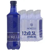 ACQUA MORELLI Sparkling Frizzante Mineralwasser mit Kohlensäure 12 x 0,5l PET Einwegflaschen, Classic Wasser, erfrischend spritziges Wasser aus Italien
