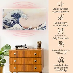Klarstein Wonderwall Air Art Smart Infrarotheizung 120x60cm 700W Wandinstallation App-Steuerung Wellen Mehrfarbig