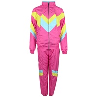 Foxxeo 80er Jahre Kostüm für Erwachsene Premium 80s Trainingsanzug Assianzug Assi - Herren Größe S-XXXXL - Fasching Karneval Anzug, Farbe pink gelb babyblau, Größe: L