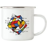 Hey!Print Zauberwürfel Emaille Tasse Rubik Cube Magic Würfel Retro Rubi Vintage Nerd