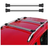 Omac Dachträger Grundtäger kompatibel mit VW T5 Transporter Caravelle Multivan 2003-2015 Aluminium 75kg Silber 2tlg Offene Reling für Fahrradträger, Dachboxen, Skiträger Abschließbar