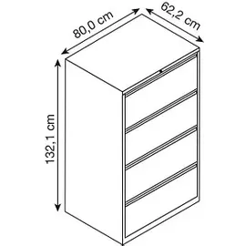 BISLEY Hängeregistraturschrank 80 x 62,2 x 132,1 cm grau