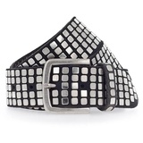 B.belt Quinn Leder schwarz/silber 110 cm