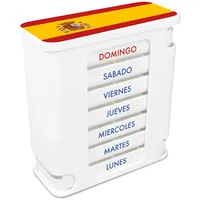 Kerpers® Tablettenbox 7 Tage | Made IN Germany | Pillendose mit 4 Fächer - morgens mittags abends nachts | Medikamentenbox für Tabletten und Supplements (1x Spanien)