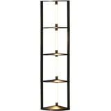 Homcom Stehlampe Dimmbar mit 4 Ablagen Stehleuchte mit 3 Lichtfarben 24 W Standlampe mit Fußschalter für Wohnzimmer Schlafzimmer, Schwarz