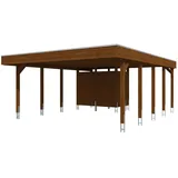 SKANHOLZ Doppelcarport Friesland 5,46 x 7,08 m nussbaum inkl. Abstellraum