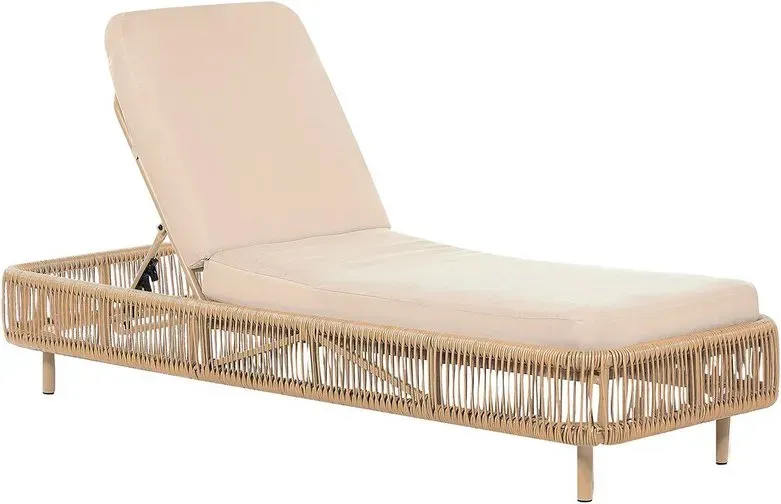 BelianiPE Rattan-Sonnenliege mit Verstellfunktion, Beige, OSINI