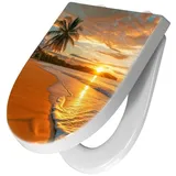 Primedeco WC-Sitz mit Absenkautomatik Motiv Sonnenuntergang Strand (1-St), Absenkautomatik, Soft-Close orange