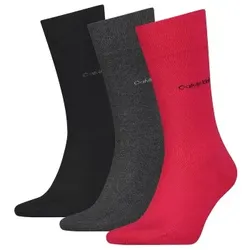 Calvin Klein 3P Eric Cotton Flat Knit Socks Rot Gr 40/46 Herren