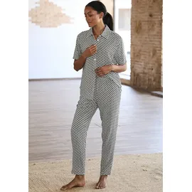 LASCANA Pyjamaoberteil Schwarz/Weiß 40
