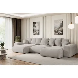 altdecor Eckcouch Samt U-Form 3-Sitzer Braun/Grau