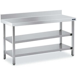 Edelstahl-Wandtisch 2 Regale Tiefe 70 1800(L).