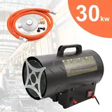 karpal 30kW Gasheizgeblaese Heissluftgenerator mit 650 m3/h Luftdurchsatz Gas Heizgeraet inkl. Gasschlauch und Druckminderer Gasheizer Heizkanone - Schwarz
