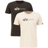 Alpha Industries Alpha Label Kurzarm-T-Shirt 2 Einheiten Black Olive