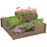 Outsunny Hochbeet mit 3 Stufen, braun 122L x 122B x 51H cm