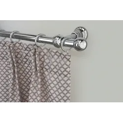 Gardinenstange GARESA "ANDREA", grau (chromfarben), L:100cm Ø:20mm, Metall, Gardinenstangen, Vorhanggarnitur, verlängerbar, Endknopf Kugel kurz, mit Ringen
