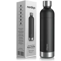 Nordiqo Premium Edelstahl Flasche 1L / 1000 ml | Kompatibel mit Aarke Carbonator 3, Sodastream (Exkl. model Crystal + Jet) & vielen weiteren | Spülmaschinenfest, Kein Verfallsdatum - 1 x Schwarz