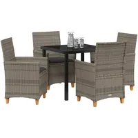 vidaXL Garten Essgruppe 5 pcs Grau Poly-Rattan - Grau