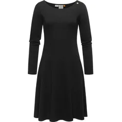 A-Linien-Kleid RAGWEAR "Appero", Damen, Gr. XL (42), Normalgrößen, schwarz, Material: 70% Baumwolle, 30% Polyester, Basic, A-Linie ca. Mitte Oberschenkel, Rundhals, Langarm Ärmel ohne Ärmelschlitz abgesteppte Kante, Kleider, Stylisches Langarm-Kleid für den Winter