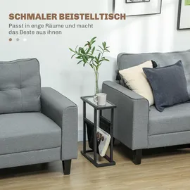 Homcom Beistelltisch Schwarz Glas 18 x 55,5 cm