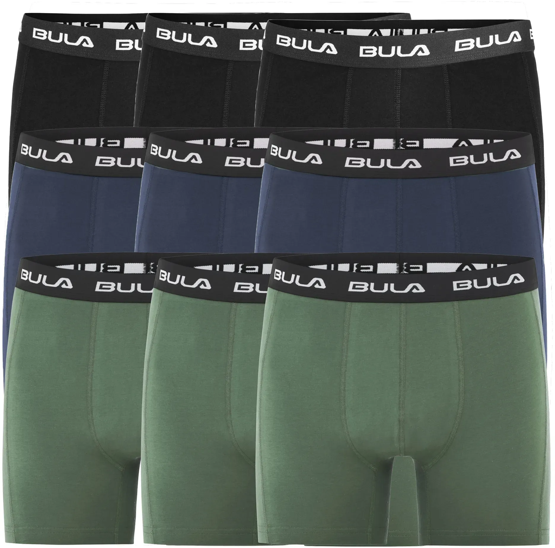 Boxershorts BULA "Frame" Gr. L, schwarz Herren Unterhosen im 9er-Pack mit Flatlock-Nähten