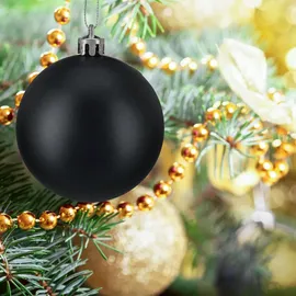 Relaxdays Weihnachtskugeln 100er Set, Weihnachtsdeko, glänzend, Christbaumkugel, Tannenbaumschmuck in ∅ 6 cm, schwarz